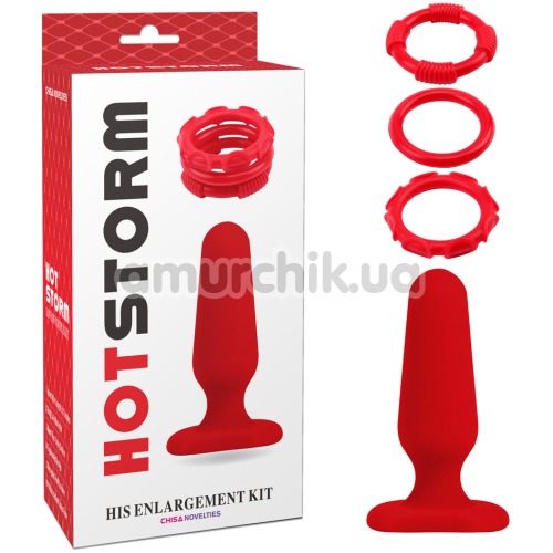 Набор из 4 предметов Hot Storm His Enlargement Kit, красный