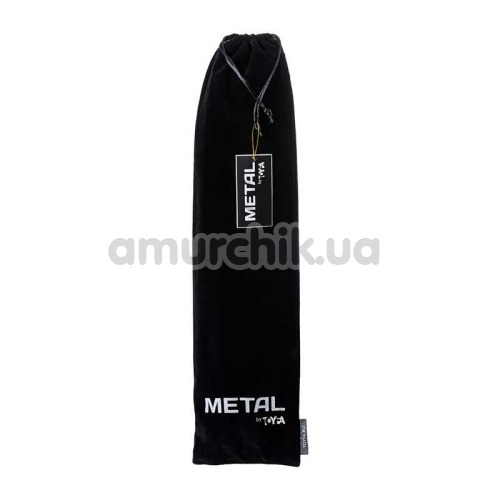 Анальная пробка с черно-серым хвостиком Toyfa Metal 712026 S, серебряная