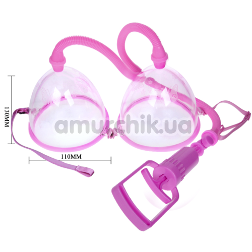 Вакуумная помпа для увеличения груди Breast Pump 014091-1, розовая
