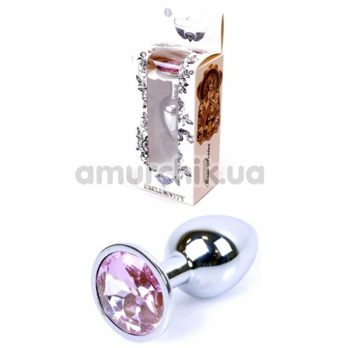 Анальная пробка со светло-розовым кристаллом Exclusivity Jewellery Silver Plug, серебряная