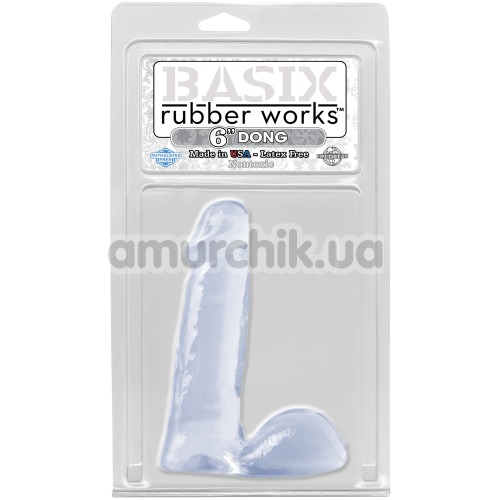 Фаллоимитатор Basix Rubber Works Dong Clear, 15.2 см прозрачный