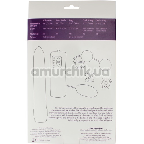 Набор из 5 предметов Silky Touch Waterproof Couples Kit, фиолетовый