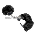 Наручники с черным мехом DS Fetish Plush Handcuffs, серебряные - Фото №1