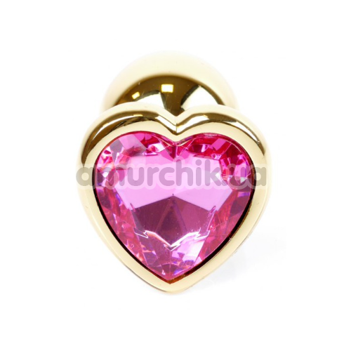 Анальная пробка с ярко-розовым кристаллом Exclusivity Jewellery Gold Heart Plug, золотая
