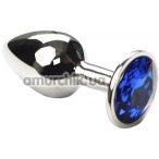 Анальная пробка с синим кристаллом SWAROVSKI Silver Sapphire Small, серебряная - Фото №1