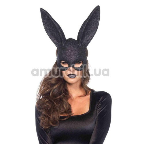 Маска кролика Leg Avenue Glitter Masquerade Bunny Rabbit Mask, чорна - Фото №1