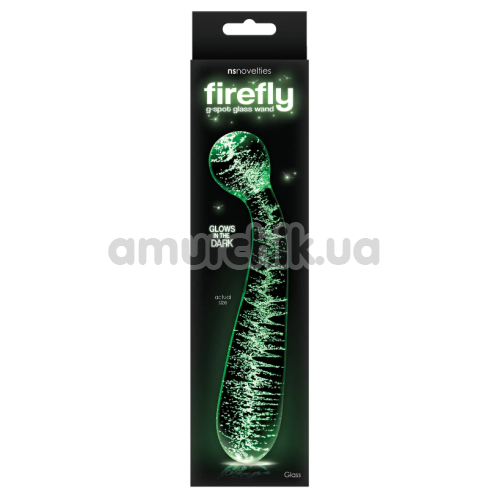 Фалоімітатор Firefly G-Spot Glass Wand, світиться у темряві