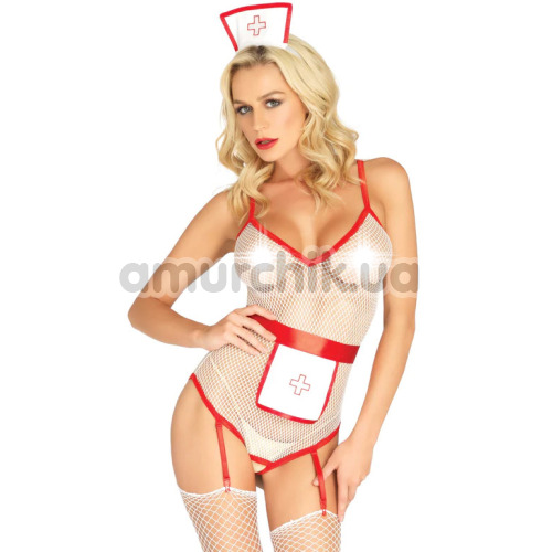 Костюм медсестри Leg Avenue TLC Nurse Bedroom Roleplay Set белый: боді + фартух + чепчик