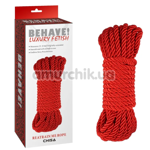 Верёвка Behave Luxury Fetish Reatrain Me Rope, красная