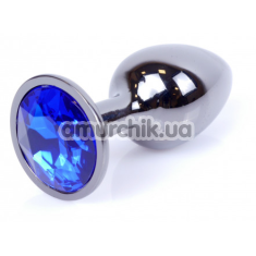 Анальная пробка с синим кристаллом Exclusivity Jewellery Dark Silver Plug, серебряная - Фото №1
