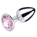 Анальная пробка с розовым кристаллом SWAROVSKI Silver Pink Topaz Big, серебряная - Фото №1