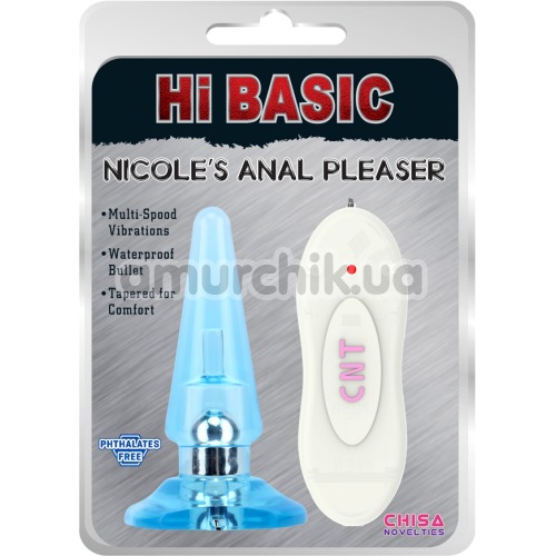Анальна пробка з вібрацією Hi Basic Nicole's Anal Pleasure, блакитна