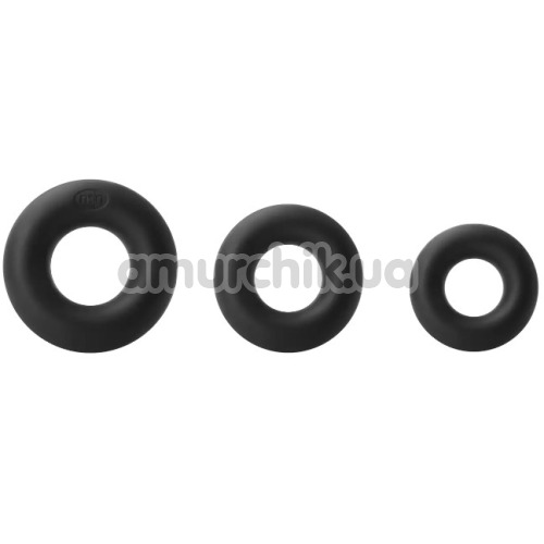 Набор из 3 эрекционных колец Renegade Super Soft Power Rings, черный - Фото №1