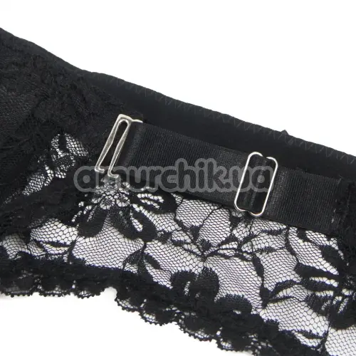Комплект Star Night Lace Garter Belt With Thong, чорний: пояс для панчіх + трусики-стрінги