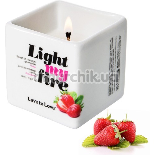 Масажна свічка Love To Love Light My Fire Strawberry - полуниця, 80 мл - Фото №1