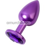 Анальная пробка с фиолетовым кристаллом Toyfa Metal 717007-44, фиолетовая - Фото №1
