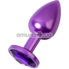 Анальна пробка з фіолетовим кристалом Toyfa Metal 717007-44, фіолетова - Фото №1