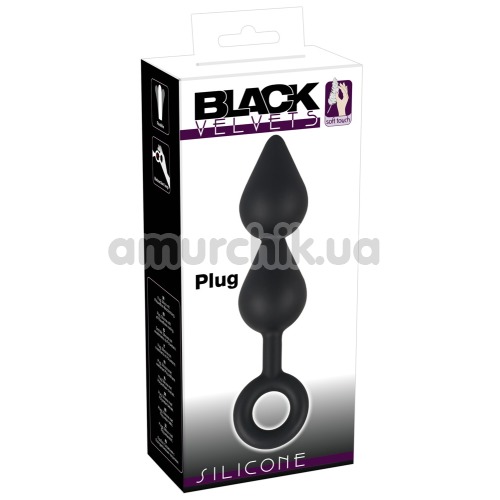 Анальна подвійна пробка Black Velvets Plug Silicone, чорна