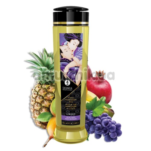 Масажна олія Shunga Erotic Massage Oil Libido Exotic Fruits - екзотичні фрукти, 240 мл - Фото №1