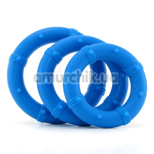 Набор эрекционных колец Posh Silicone Love Rings, 3 шт голубой - Фото №1