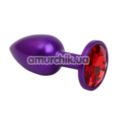 Анальная пробка с красным кристаллом SWAROVSKI Zcz, фиолетовая матовая - Фото №1