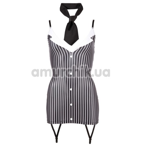 Костюм секретарки Cottelli Collection Costumes чорно-білий: сукня+ краватка