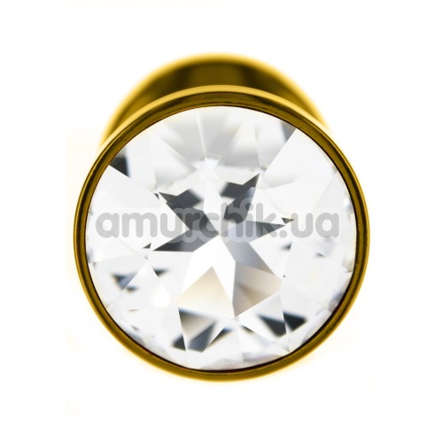 Анальная пробка с прозрачным кристаллом SWAROVSKI Anni Round T1, золотая