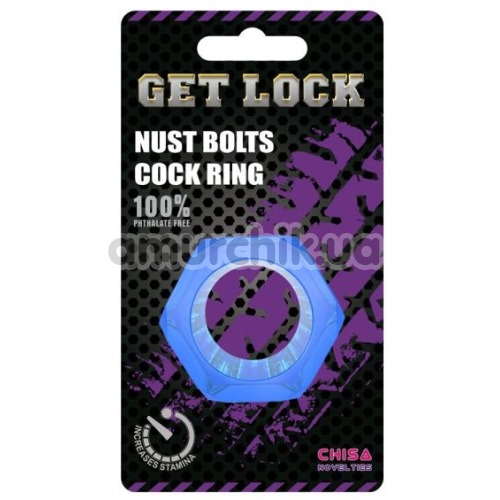 Ерекційне кільце Get Lock Nust Bolts Cock Ring, синє