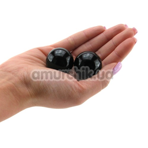 Вагинальные шарики Black Glass Ben-Wa Balls Medium, черные