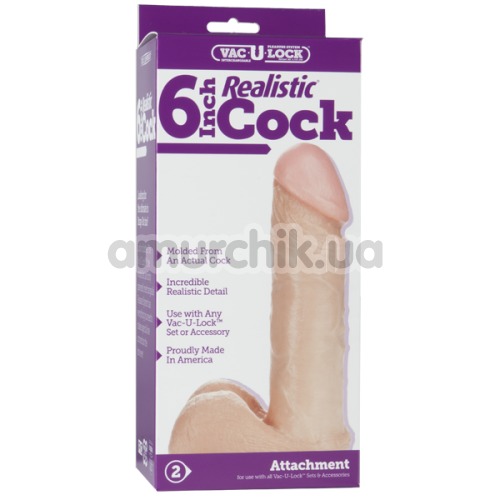 Фаллоимитатор Vac-U-Lock 6 Inch Realistic Cock, телесный
