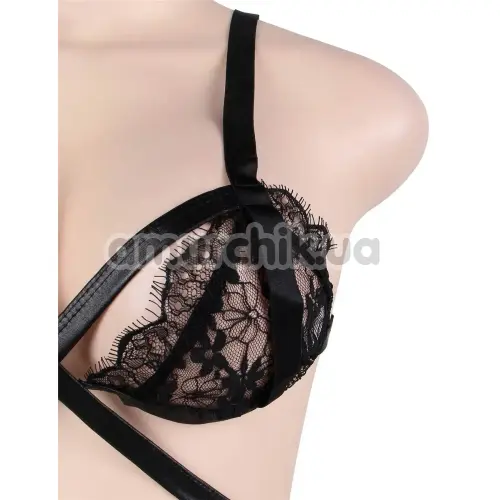 Комплект Star Night Strappy Lace Set, чорний: бюстгальтер + трусики-стрінги