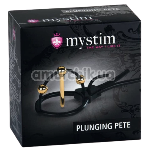 Утяжка для пениса с уретральной вставкой и электростимуляцией Mystim Plunging Pete