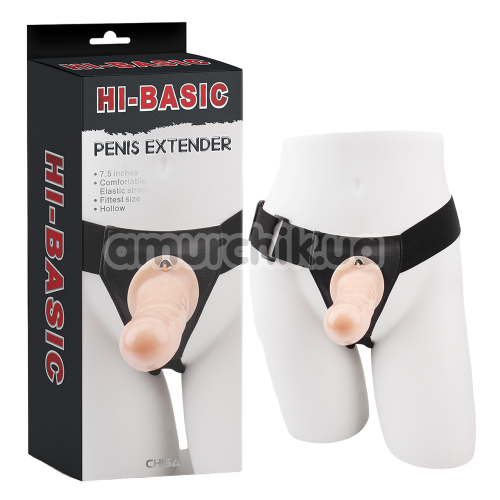 Полый страпон Hi-Basic Penis Extender 7.5, телесный