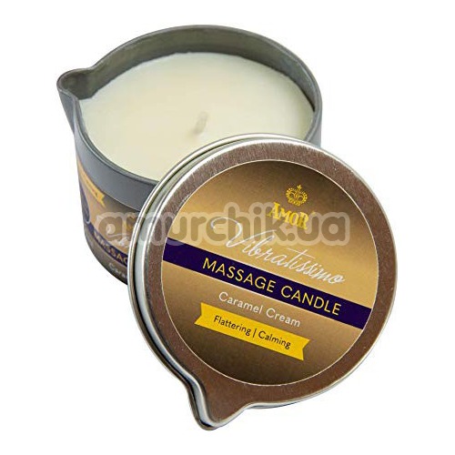 Масажна свічка Amor Vibratissimo Massage Candle Caramel Cream - карамельний крем, 50 мл - Фото №1