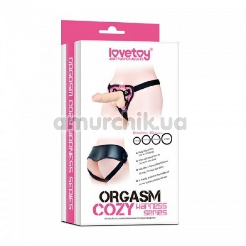 Трусики для страпона Lovetoy Orgazm Cozy Harness Series + 4 кольца, розовые