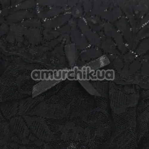 Комплект Star Night Lace Flower Set, чорний: пояс для панчіх + трусики