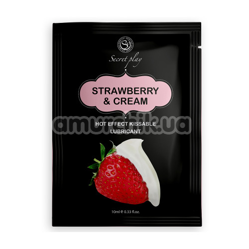 Масажний лубрикант з зігріваючим ефектом Secret Play Strawberry with Cream - полуниця з вершками, 10 мл