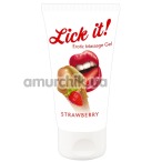 Масажний лубрикант Lick it Erotic Massage Gel Strawberry - полуниця, 50 мл - Фото №1