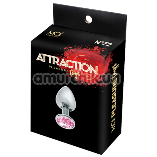 Анальная пробка с розовым кристаллом Mai Attraction Pleasure Toys M №73, серебряная