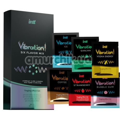 Набор возбуждающих гелей с эффектом вибрации Intt Vibration Six Flavor Mix, 12 х 5 мл. - Фото №1