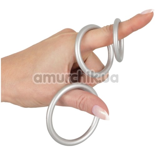 Набір з 3 ерекційних кілець Metallic Silicone Cock Ring Set, срібний