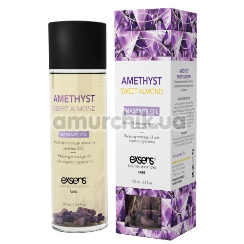 Масажна олія Exsens Amethyst Sweet Almond Massage Oil - аметист і мигдаль, 100 мл - Фото №1