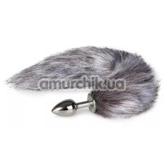 Анальна пробка з сірим лисячим хвостиком Easy Toys Fox Tail Plug S, срібна - Фото №1