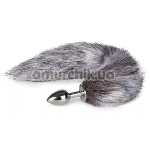 Анальная пробка с серым лисьим хвостиком Easy Toys Fox Tail Plug S, серебряная - Фото №1