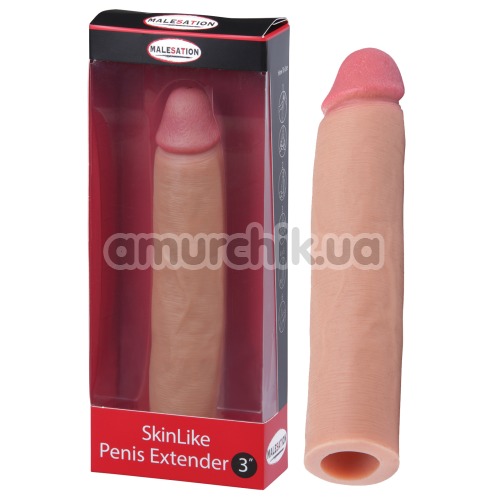 Насадка на пеніс Malesation SkinLike Penis Extender 3, тілесна