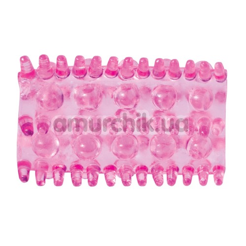 Насадка на пенис BasicX с шариками и усиками, розовая - Фото №1