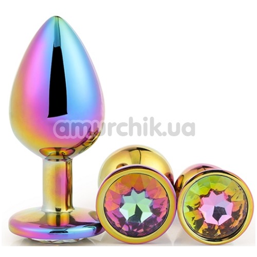 Набор из 3 анальных пробок с радужным кристаллом Gleaming Love Multicolour Plug Set, радужный