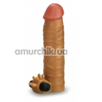 Насадка на пенис с вибрацией Revolutionary Silicone Nature Extender LV414100, коричневая - Фото №1