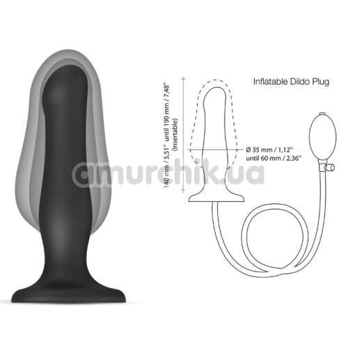 Фалоімітатор Strap-On-Me Inflatable Dildo Plug, чорний