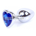 Анальная пробка с синим кристаллом Exclusivity Jewellery Silver Heart Plug, серебряная - Фото №1